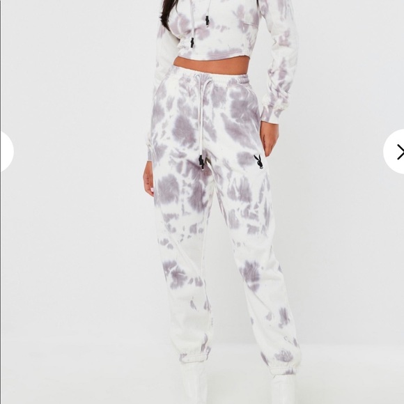 🔄 Playboy Grey Tie Dye Oversized Joggers - Picture 2 of 7